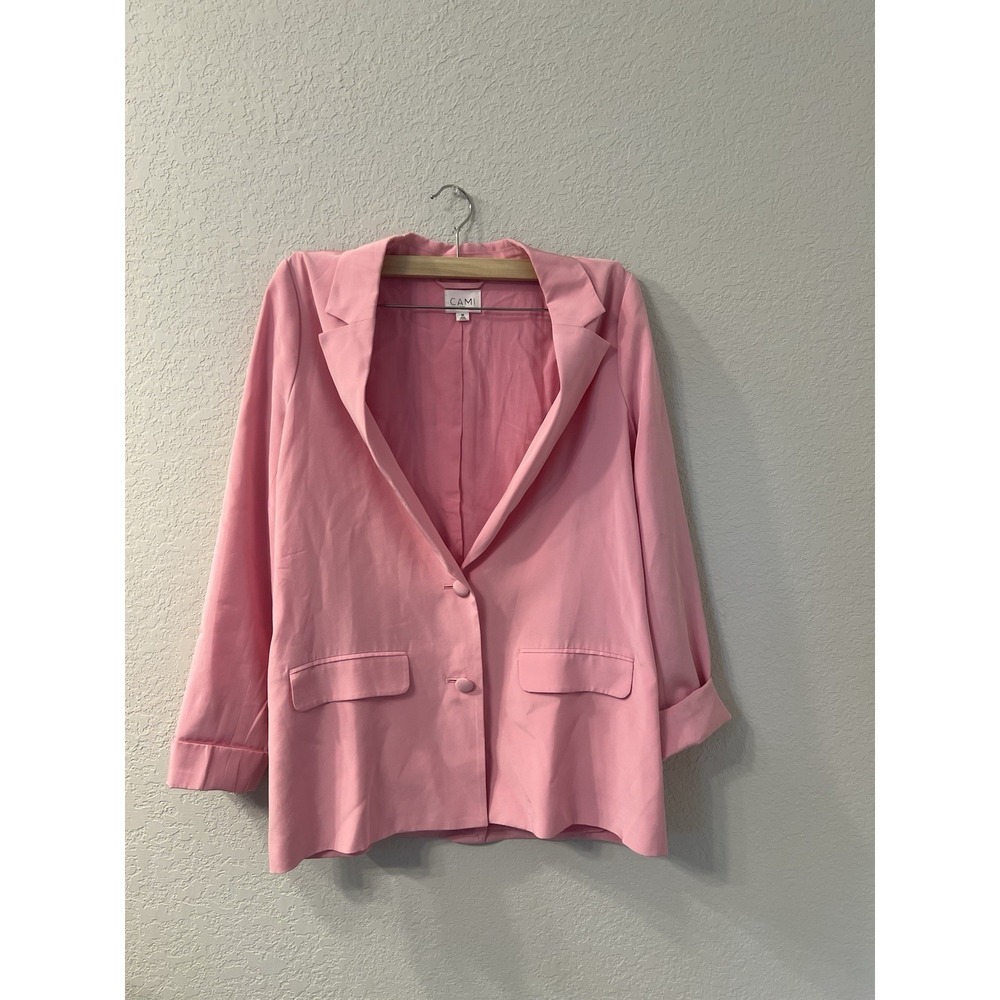 Cami NYC Womens Owen Linen Long Sleeve‎ Blazer Candy Pink Size  M
